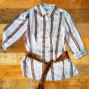 Unique Spectrum Satin striped blouse LG*